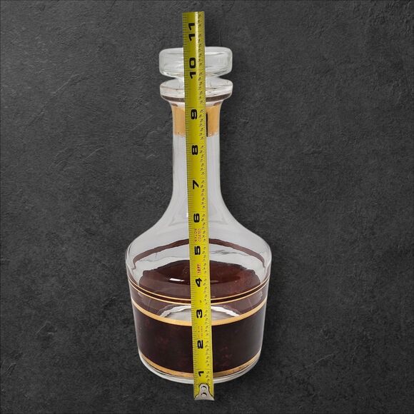 Vintage Culver Tortoiseshell Decanter with Stopper 22K Gold Barware Brown - Picture 11 of 12